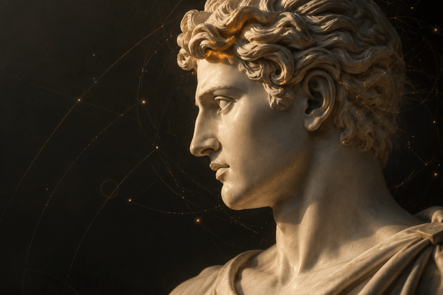 Classical Greek-inspired figure representing intellect and curiosity