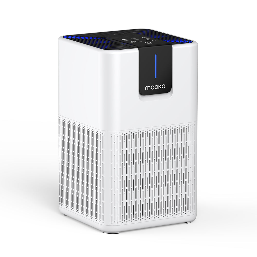 Mooka Air Purifier with PM2.5 Sensor, 3-Stage H13 HEPA Filter 323 Sf Coverage @ACH1 M05 White